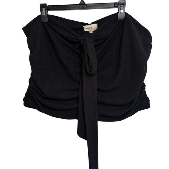 Womans en elly black tie halter ruched crepe textured top plus size 3X - Picture 1 of 7